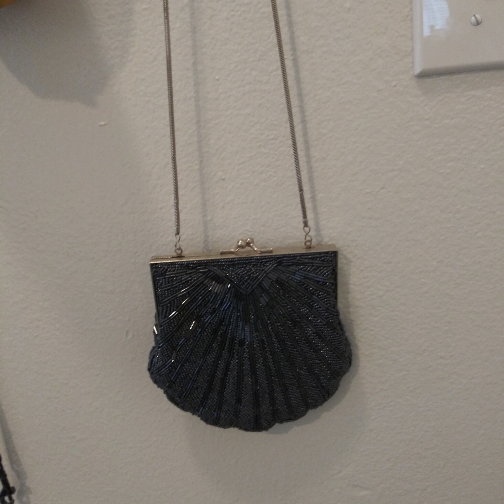 Black evening beaded purse vintage